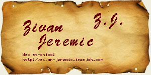 Živan Jeremić vizit kartica